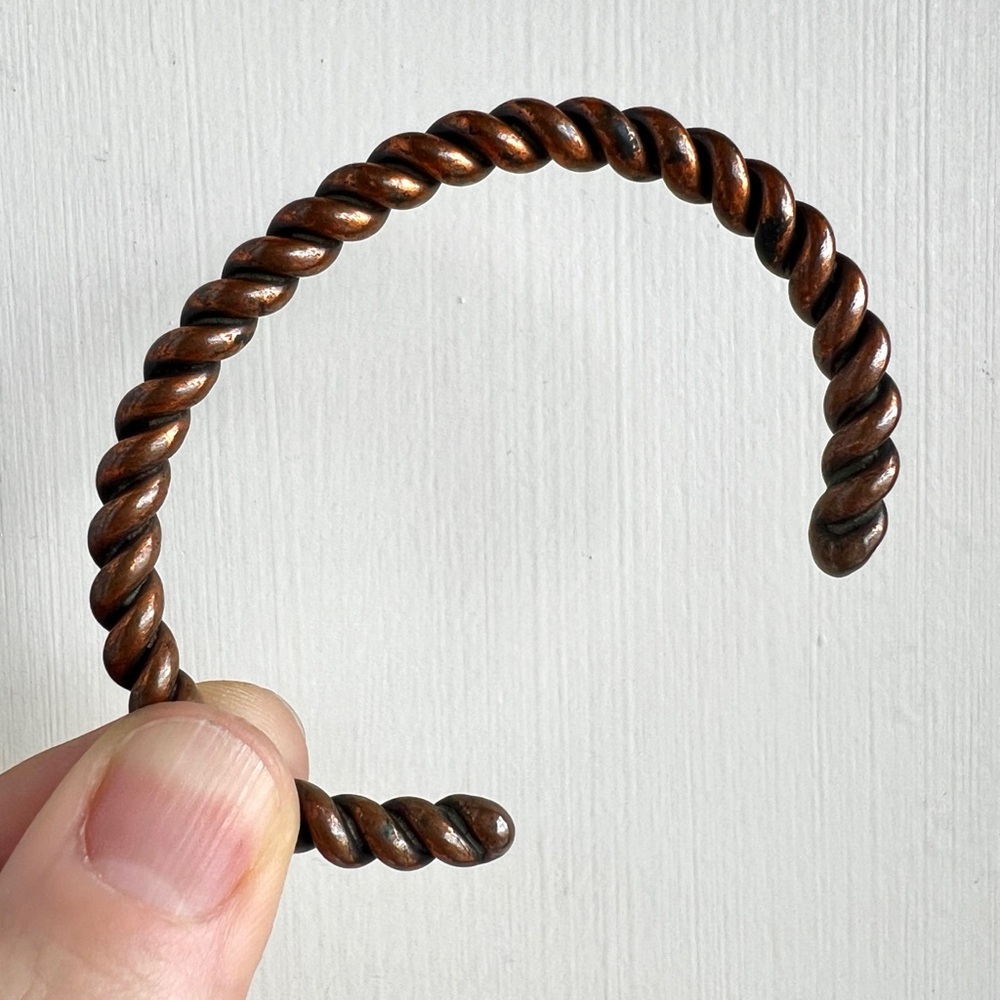 VINTAGE Copper Southwestern Twisted Unisex Rope Western Boho Stacker Cuff